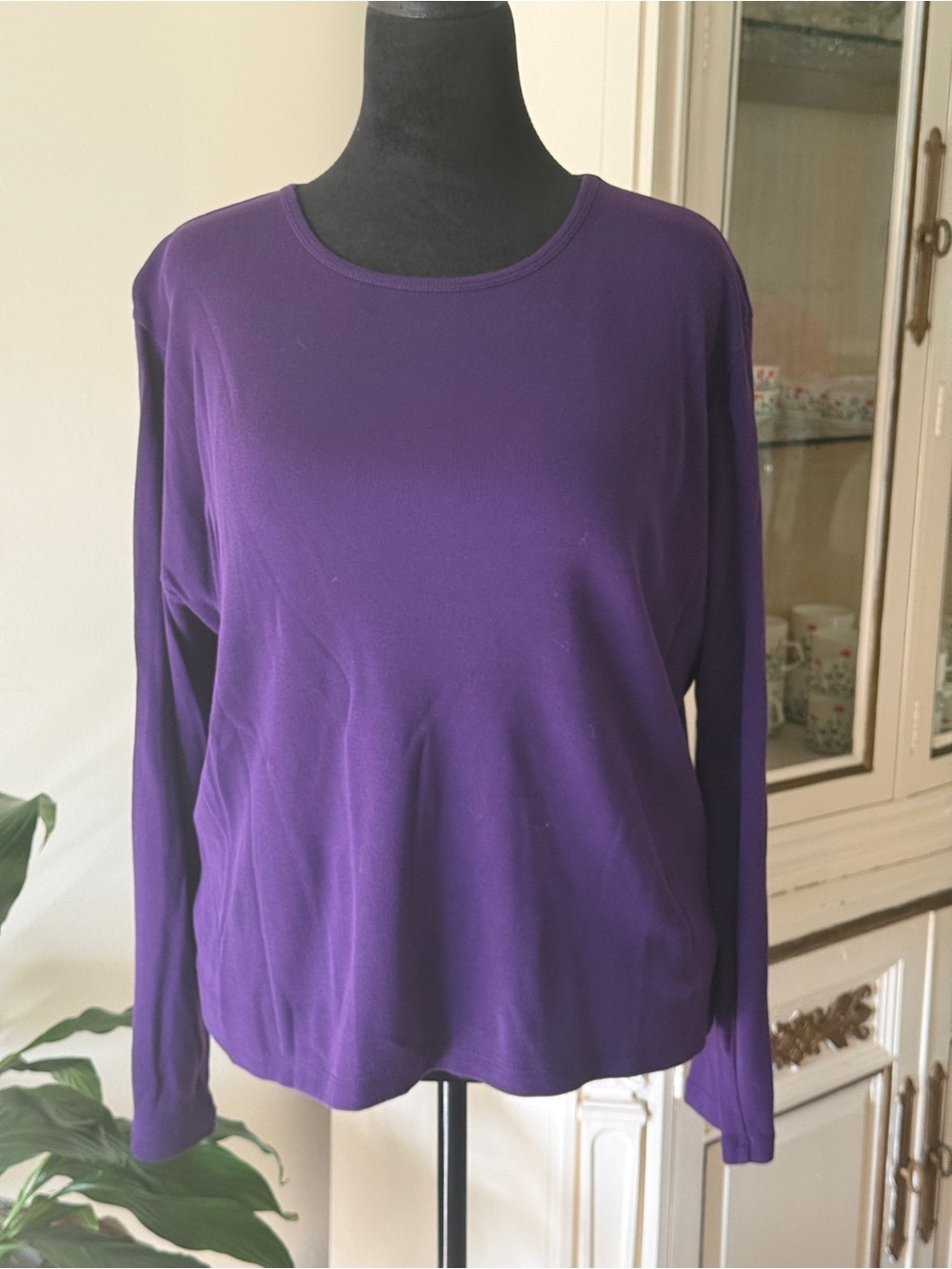 Ralph Lauren Women's Long-Sleeve Crewneck Top - Deep Purple